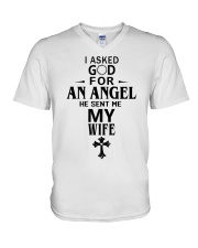 I Asked God For An Angel He Sent Me My Wife V-Neck T-Shirt tile