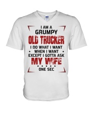 I Am A Grumpy Old Trucker Wife To Husband V-Neck T-Shirt tile