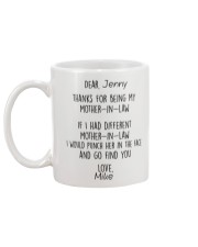 Personalized NameThanks For Being My Mother-In-Law Mug back