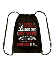 I Don't Always Listen To My Wife Drawstring Bag thumbnail