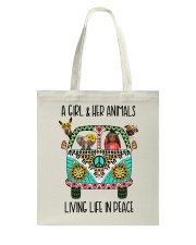 A Girl And Her Animals Living Life In Peace Tote Bag tile