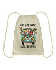 A Girl And Her Animals Living Life In Peace Drawstring Bag tile