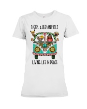 A Girl And Her Animals Living Life In Peace Premium Fit Ladies Tee tile
