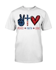 Peace Faith Love American Flag Premium Fit Mens Tee tile