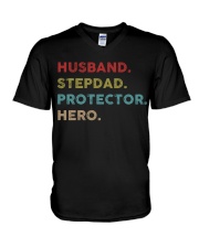 Husband Stepdad Protector Hero V-Neck T-Shirt thumbnail