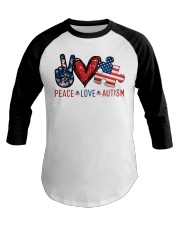 Peace Love Autism Baseball Tee tile