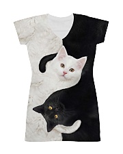 yin yang Cats Black and White All-over Dress front
