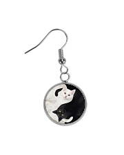yin yang Cats Black and White Circle Earrings thumbnail