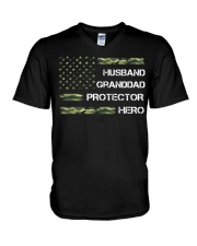 Husband Granddad Protector Hero V-Neck T-Shirt tile