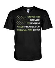 Husband Poppop Protector Hero V-Neck T-Shirt tile