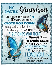 Life Is Like The Ocean-Butterfly Grandma Grandson Fleece Blanket - 50" x 60" front