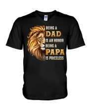 Lion Being A Dad Is An Honor A Papa Is Priceless V-Neck T-Shirt tile