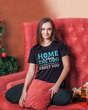 Home Is Where The Dog Runs To The Greet You Ladies T-Shirt lifestyle-holiday-womenscrewneck-front-2
