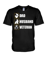 Dad Husband Veteran V-Neck T-Shirt tile