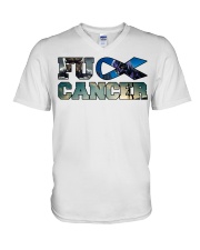 F Cancer V-Neck T-Shirt tile
