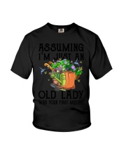 Assuming old lady garden Youth T-Shirt tile