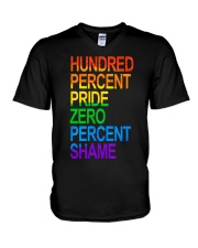 100 pride zero shame V-Neck T-Shirt tile