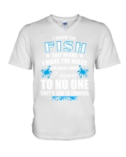 I bring the fish V-Neck T-Shirt tile