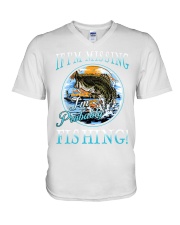 If i'm missing I'm probably fishing V-Neck T-Shirt tile