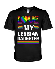Love my lesbian daughter V-Neck T-Shirt tile