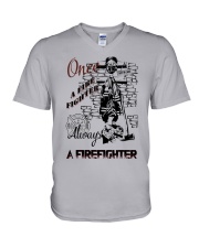 Always a firefighter V-Neck T-Shirt thumbnail