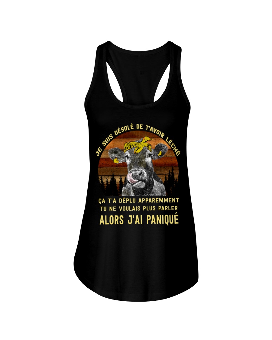 cow mug - I'm sorry I licked you french vs Ladies Flowy Tank