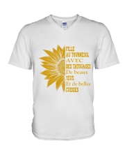 sunflower T-shirt - to girl with tatoos V-Neck T-Shirt thumbnail