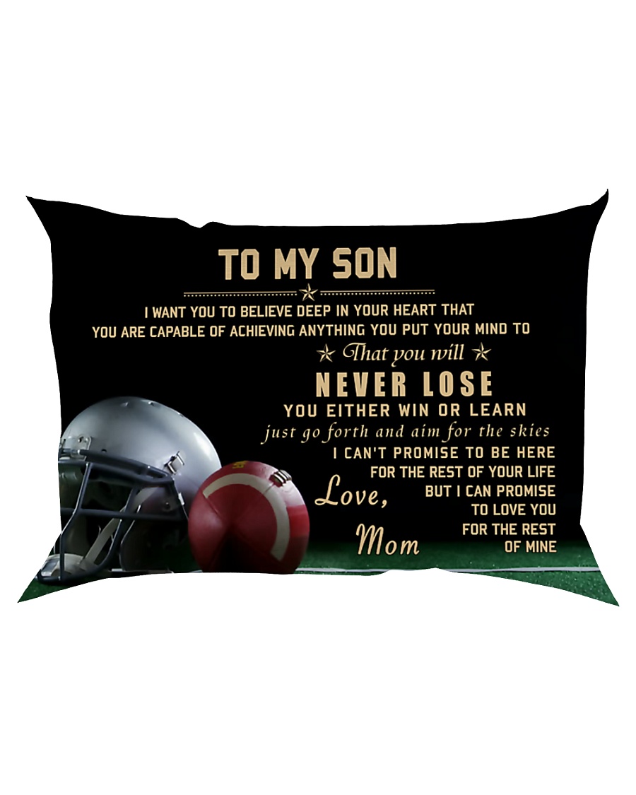 American football pillow - Mom to son - Never los Rectangular Pillowcase
