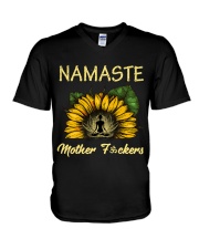 sunflower T-shirt - yoga Namaste V-Neck T-Shirt thumbnail