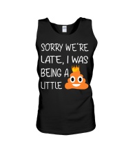 sorry we're late-thequeen Unisex Tank thumbnail