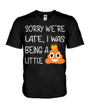 sorry we're late-thequeen V-Neck T-Shirt thumbnail