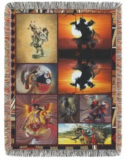 Native American Pattern Blanket - Pow Wow 60x80 - Woven Blanket tile