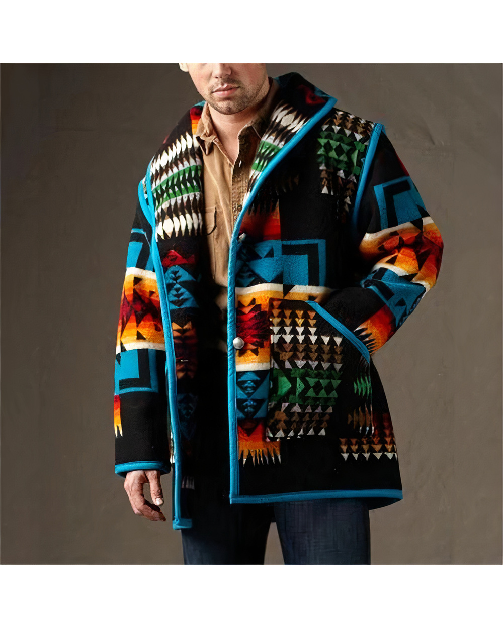 Woolen Men's Coat Colorful Printing Short Woolen Coat VG06 61604dabad41780cb7227d39