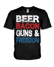 Beer Bacon Guns And Freedom Tank Top V-Neck T-Shirt thumbnail