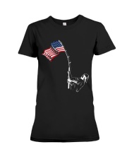Creative American FLag with Fishing Rod Premium Fit Ladies Tee tile