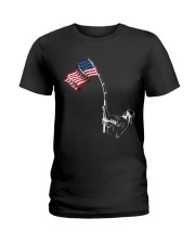 Creative American FLag with Fishing Rod Ladies T-Shirt tile