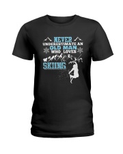 NEVER UNDERESTIMATE AN OLD MAN WHO LOVES SKIING T- Ladies T-Shirt thumbnail