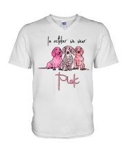 In October We Wear Pink Dachshund T shirt V-Neck T-Shirt tile