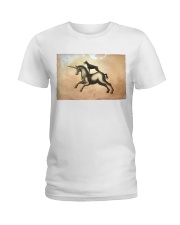 Doberman Riding Horse Poster Ladies T-Shirt tile