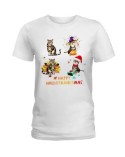 Happy HalloThanksMas T shirt Ladies T-Shirt tile