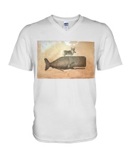Corgi Riding Whale Poster V-Neck T-Shirt tile