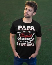 Papa Can't Fix Stupid Can Fix Stupid Does To Dad Classic T-Shirt apparel-classic-tshirt-lifestyle-front-43
