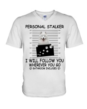 Personal Stalker Samoyed V-Neck T-Shirt tile