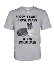 I have plans with my dog Smooth Collie V-Neck T-Shirt tile