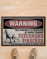 Dobermann this property is protected Doormat 22.5" x 15" aos-doormat-22-5x15-lifestyle-front-02