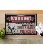 Dobermann this property is protected Doormat 22.5" x 15" aos-doormat-22-5x15-lifestyle-front-12