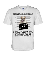 Personal Stalker American Bulldog V-Neck T-Shirt tile