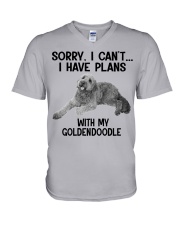I have plans with my dog Goldendoodle V-Neck T-Shirt tile