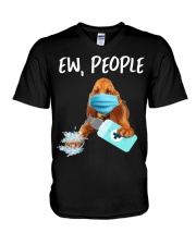 Ew People Dog Wearing A Face Mask Bloodhound V-Neck T-Shirt tile