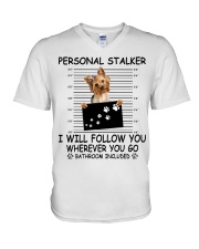 Personal Stalker Yorkshire Terrier V-Neck T-Shirt tile